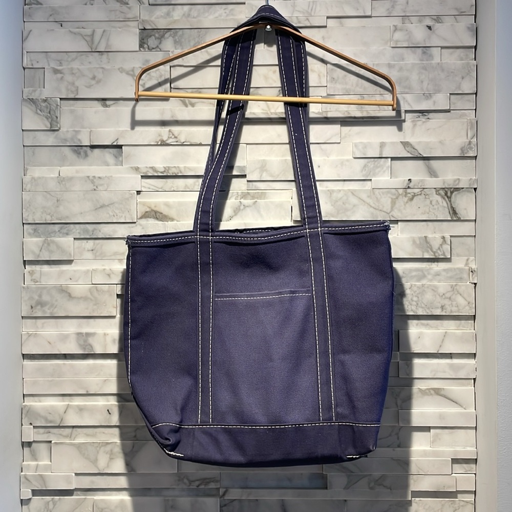 VTG LL Bean Boat & Tote navy canva bag withh zipper
